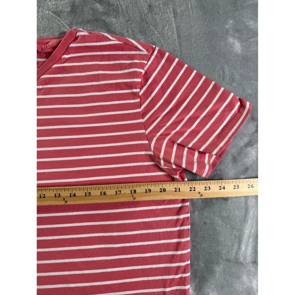 Polo Ralph Lauren Men's V-Neck T-Shirt Large Red White Striped Cotton Pony Logo